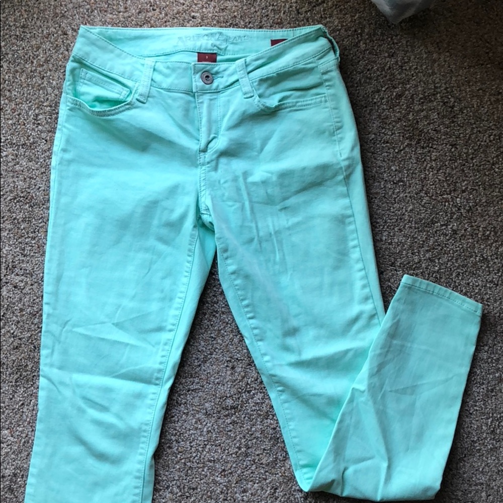 Mint colored jeggings. Great condition! Size 3.